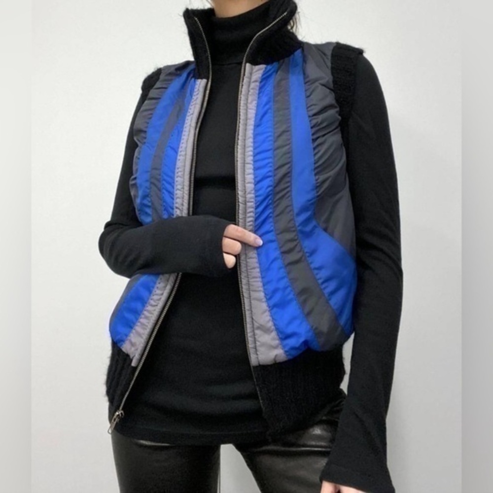 Free People Blue and Gray Vest